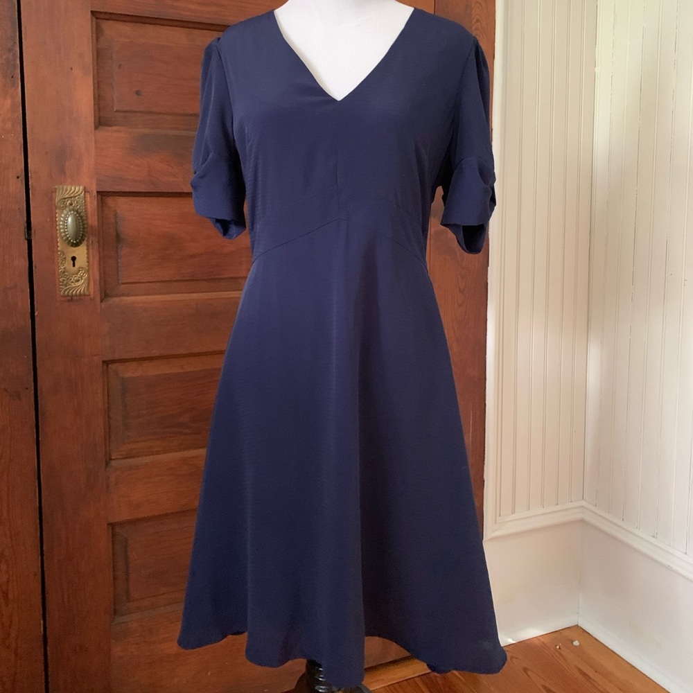 Freeway Navy A Line Short Sleeve Dress